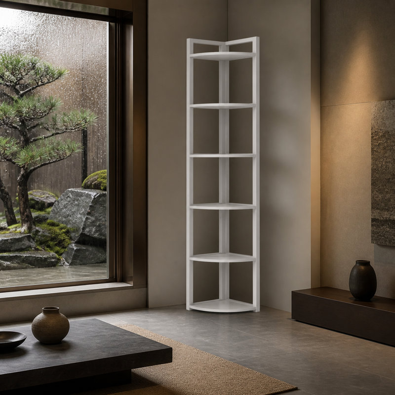 Bibliothèque de luxe 70,87 "avec cadre en métal robuste, solution de rangement de qualité supérieure, Blanc