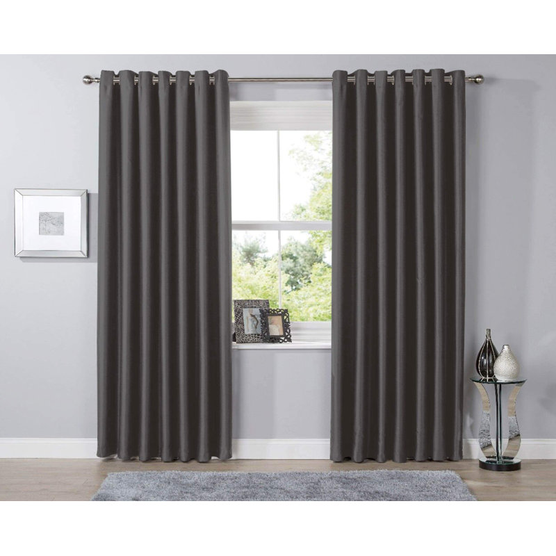 Blackout Curtain Panel Pair, 137cm Width x 117cm Drop, Grey