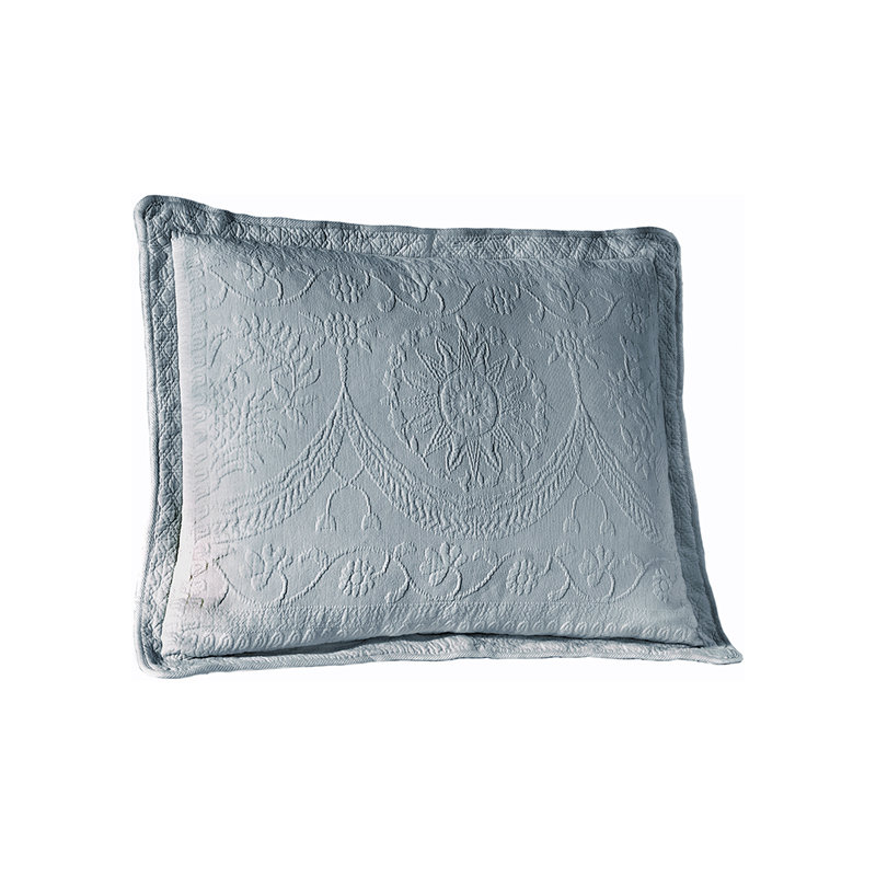 Historic Charleston King Charles Matelasse Decorative Pillow Sham, Classic Cotton King Pillow Cover, 20 in x 36 in, 1 Count, White
