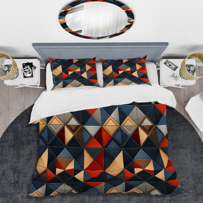 Ensemble de housse de couette en microfibre bleu / rouge / jaune Ekhum, Housse de couette pour très grand lit et 2 très