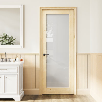 Porte de dalle en verre givré en bois massif, dalle de porte intérieure en verre fritté en céramique trempée, porte en bois de pin brut, porte standard en bois massif, porte de garde-manger, porte de pièce