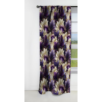 Motif damassé mauve et blanc art déco - Rideau damassé - Rideau occultant - 1 panneaux