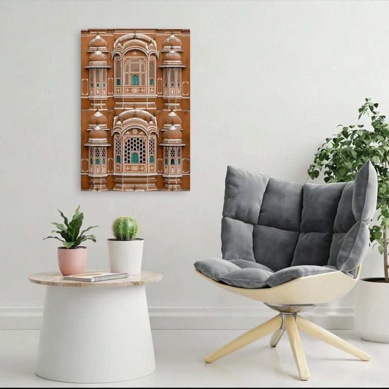 Ville rose, architecture traditionnelle, art mural ville, H 36 po x l 24 po