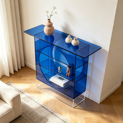 Console moderne en acrylique bleu minimaliste