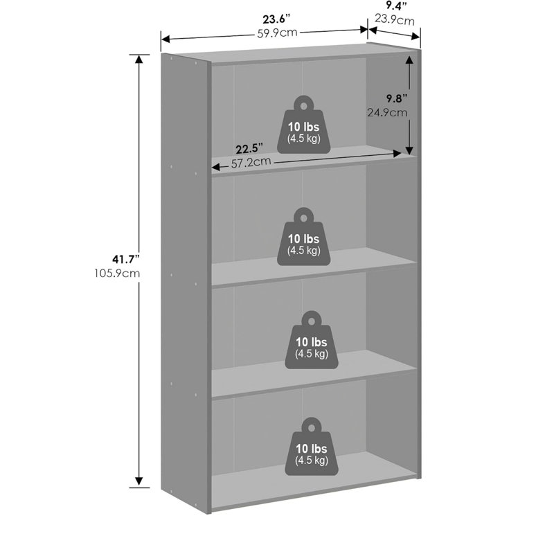 105.9cm H x 59.9cm W Bookcase, Brown