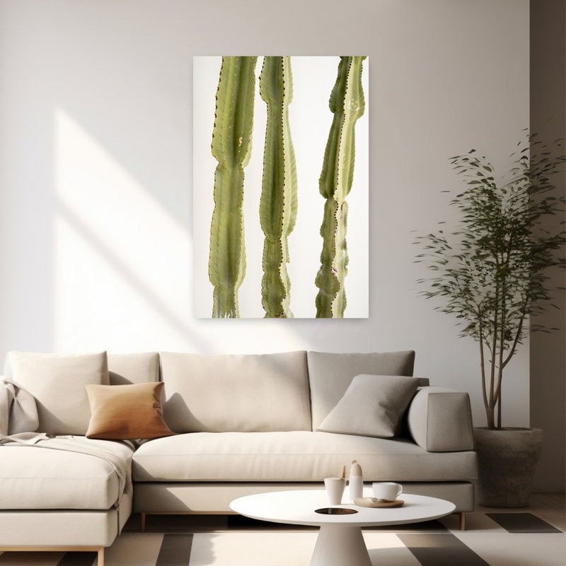 3 cactus abstraits, art mural contemporain, H 60 po x l 40 po