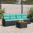 vidaXL Garden Sofa Set with Cushion 5 pcs Black Poly Rattan