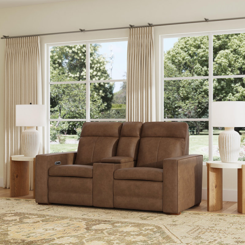 Causeuse inclinable électrique avec console Windsor, appuis-tête électriques, lombaire Windsor, Brun