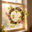 Couronne de Pâques 11,5 pouces pour le printemps - Petite couronne artificielle pour œufs de Pâques avec ruban pour armoire de cuisine, porte d'entrée, fenêtre, centre de table, décoration murale