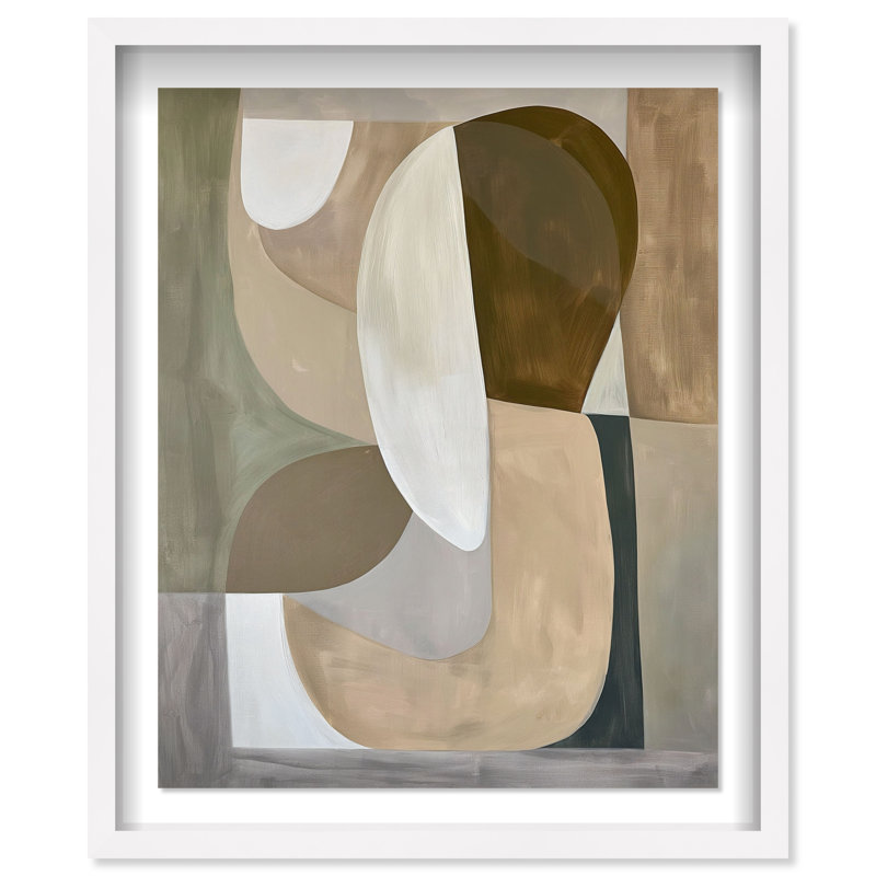 Breeze of Soft Shapes I Shadowbox Abstract Print by Oliver Gal, Black Frame, 16 x 20, 31.5"H x 25.5"W, White Frame