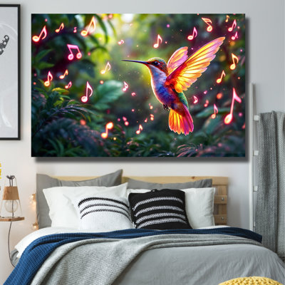 Art mural coloré en verre trempé Colibri