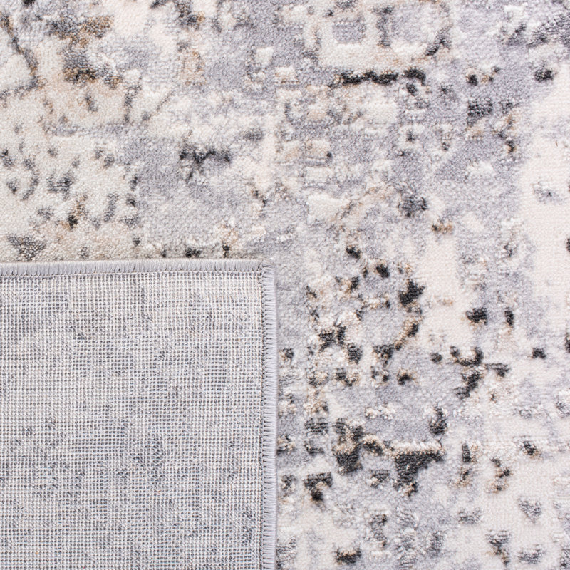 Abstract Grey/Dark Grey Area Rug, Rectangle 9' x 12'