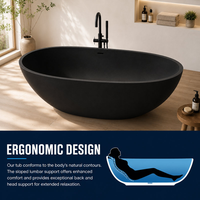 74.8'' L Soaking Bathtub, Black