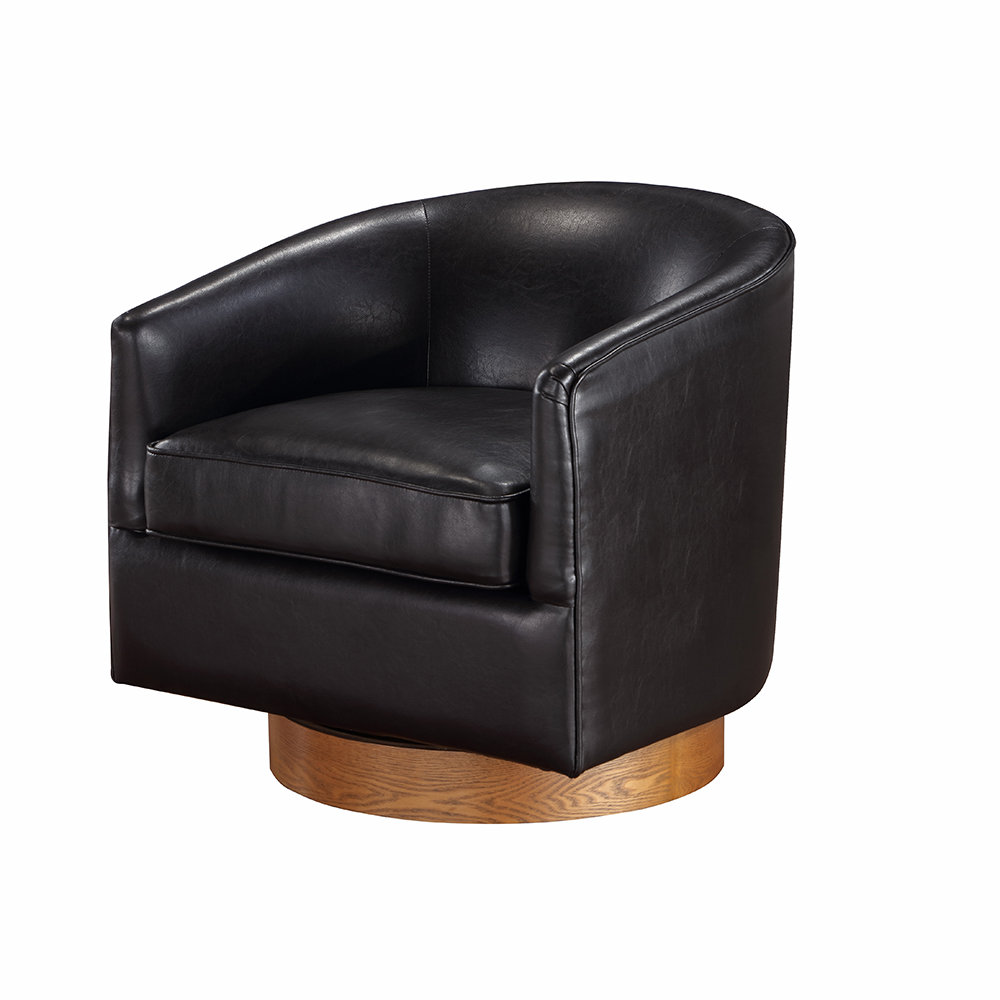 Latitude Run® Mihoyo Faux Leather Swivel Barrel Chair | Wayfair