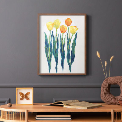 Tulips in a Row II Framed Print - Solid Wood