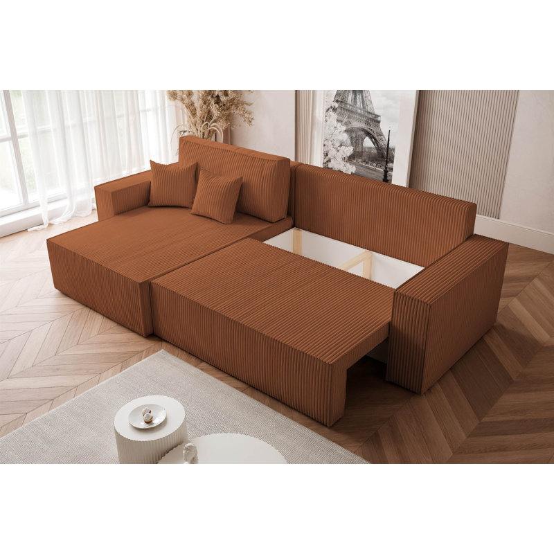 4 Seater Sofa Bed, Orange