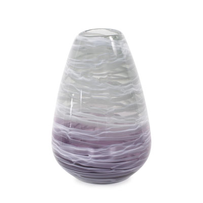 Swirled Smoke and Aubergine Torpedo Glass Vase- Short