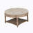 Round Tufted Upholstered Fabric Ottoman