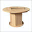 Table de salle à manger ronde extensible avec base hexagonale texturée