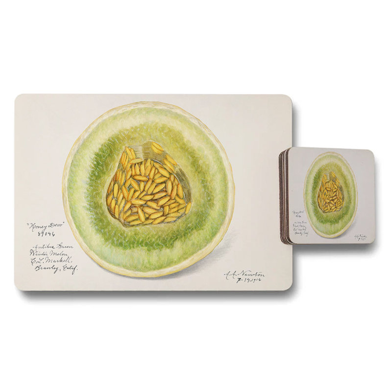 Watercolor Cantaloupe Placemat And Coaster Set For Dining Table