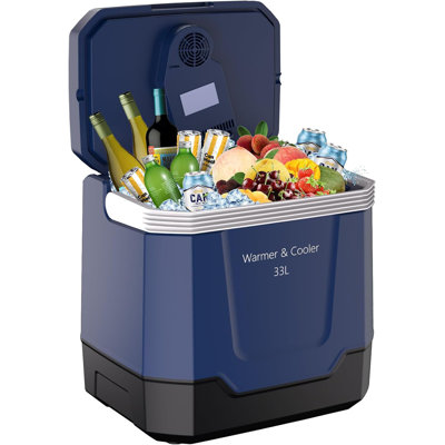 35 Quart (33 L) Portable Electric Cooler & Warmer Car Refrigerator With Automatic Locking Handle