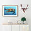 Swimming Sea Turtle in Abstract - Picture Frame Graphic Art Print-55728533-55728535