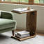 Table de bout en bois massif en forme de C, table d'appoint pour salon, chambre à coucher, petit espace, 2 pièces-131461186