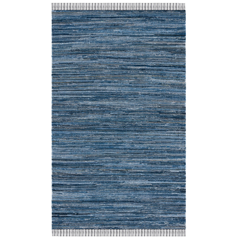 Abiram Hand Woven Denim/Cotton Rug in Blue/Black, Runner 2'3" x 8'