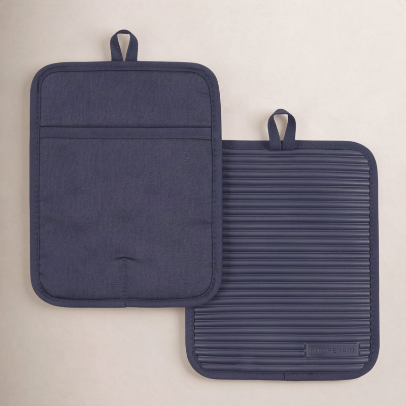 KitchenAid Ribbed Soft Silicone Potholder, Navy
