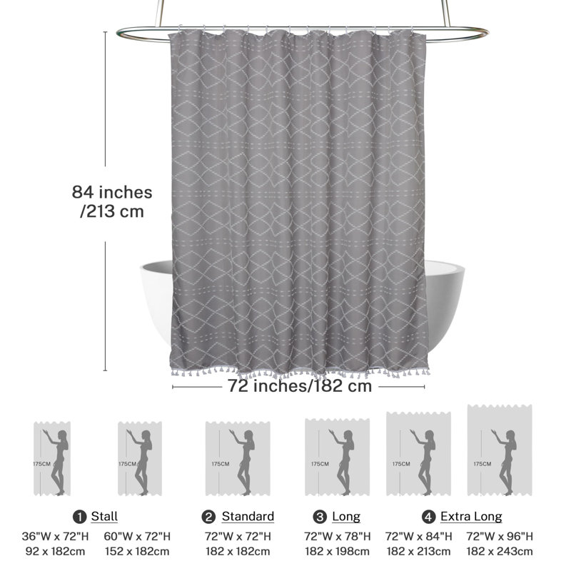 Fabric Shower Curtain, Grey