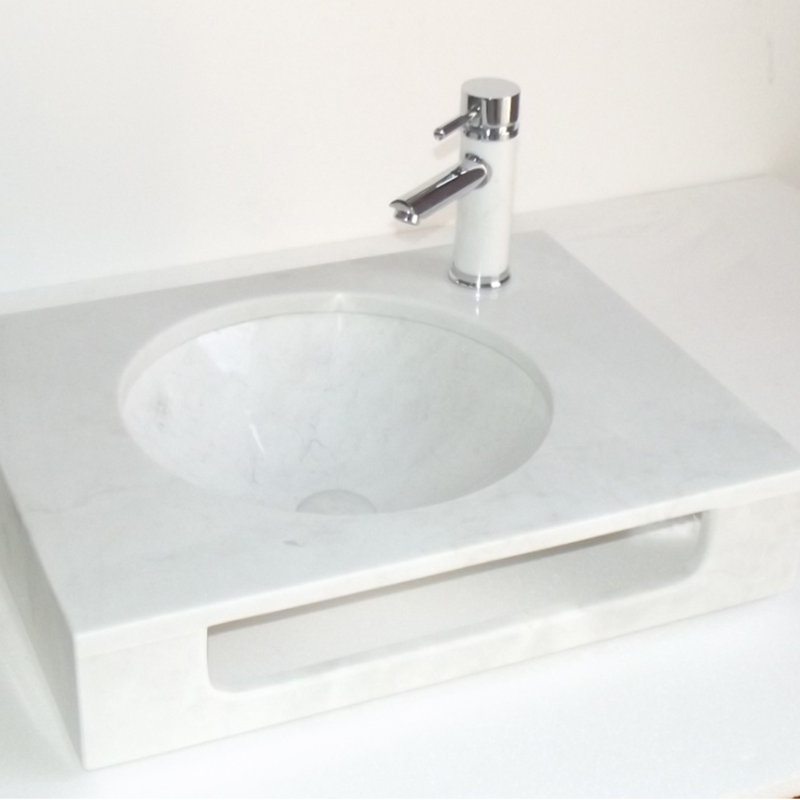 Eviva 18.5'' White Stone Circular Bathroom Sink with Overflow