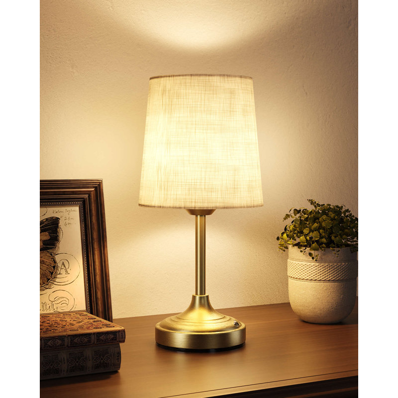 13" Cordless LED Table Lamp with 8000mAh Rechargeable Battery and Fabric Shade, 13" H x 7" W x 7" D