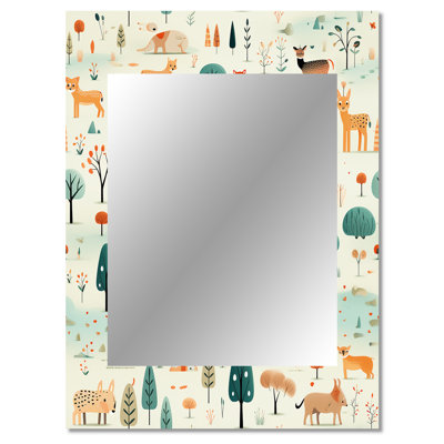 Anabell Watercolor Fox Explorer - miroir imprimé animal, miroir mural décontracté unique, impression d'art en métal