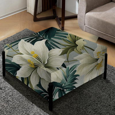 Serene Jungle - Grand repose-pieds carré Plants