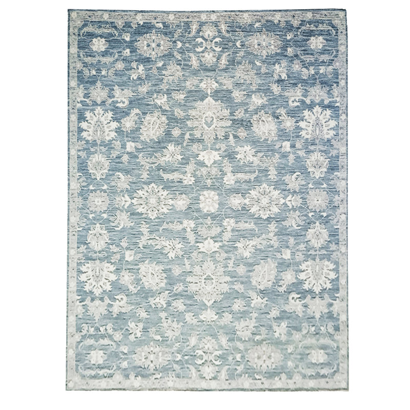 Tapis oriental gris / beige tissé à la main Rectangle, Rectangle 9 pi x 12 pi