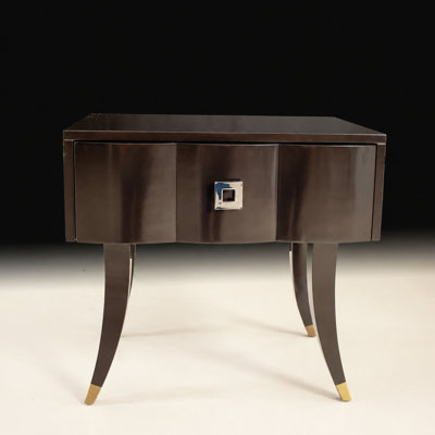 Transitional Black Lacquer One-Drawer Nightstand