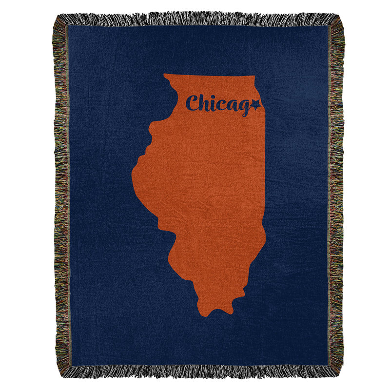 Jeté en coton tissé Chicago Sports, Bleu marine, l 50 po x L 60 po
