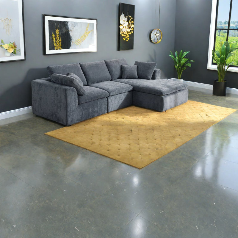 Canapé modulaire moderne en chenille gris foncé, canapé-lit peu encombrant pour le salon
