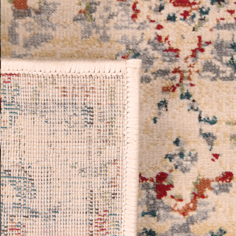 Modern Farmhouse Floral 8' x 10' 100% Polypropylene Indoor Runner/ Area Rug Ivory Red, Rectangle 8' x 10'
