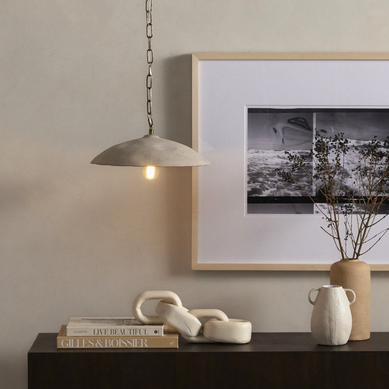 Luminaire suspendu en dome à 1 lumière, Porcelaine sable clair