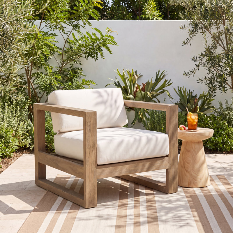 Coastal Teak Patio Chair with Sunbrella Cushions, Spectrum Indigo Sunbrella®