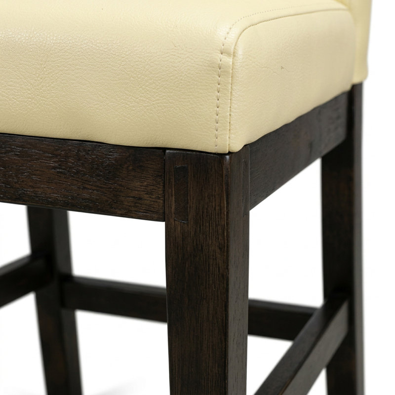 Ensemble de table de salle à manger rectangulaire en caoutchouc noir avec rallonge papillon et 2 chaises Parson en cuir PU couleur crème au lait de poule