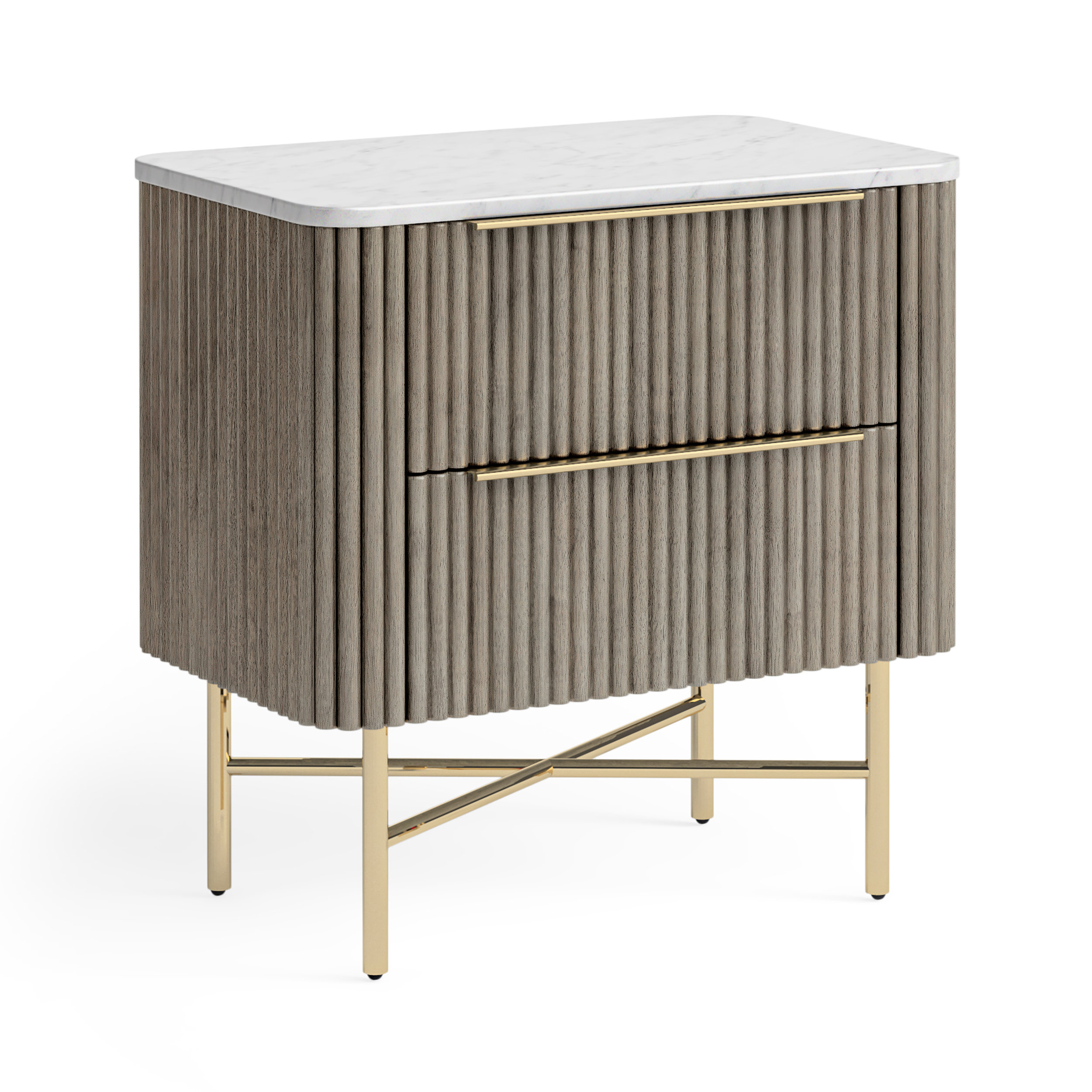 Canora Grey Bindvasini Fluted 2 Drawer Bedside Table
