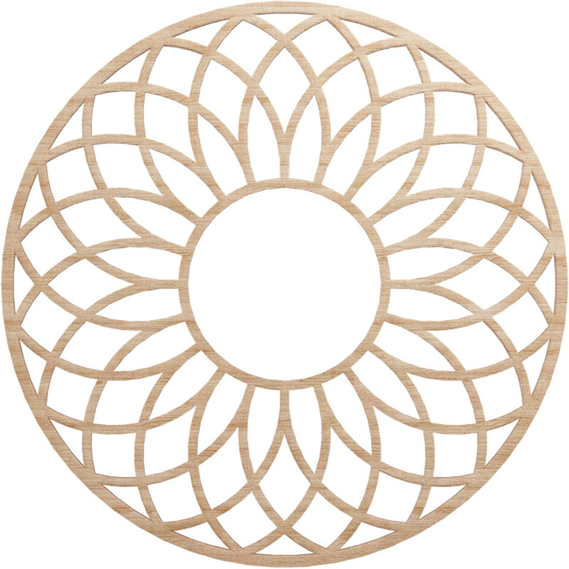 Médaillon de plafond en bois de cerisier 30 po x 10 1/4 po x P 3/8 po, cerisier, Aulne, H 28 po x l 28 po x P 0,25 po