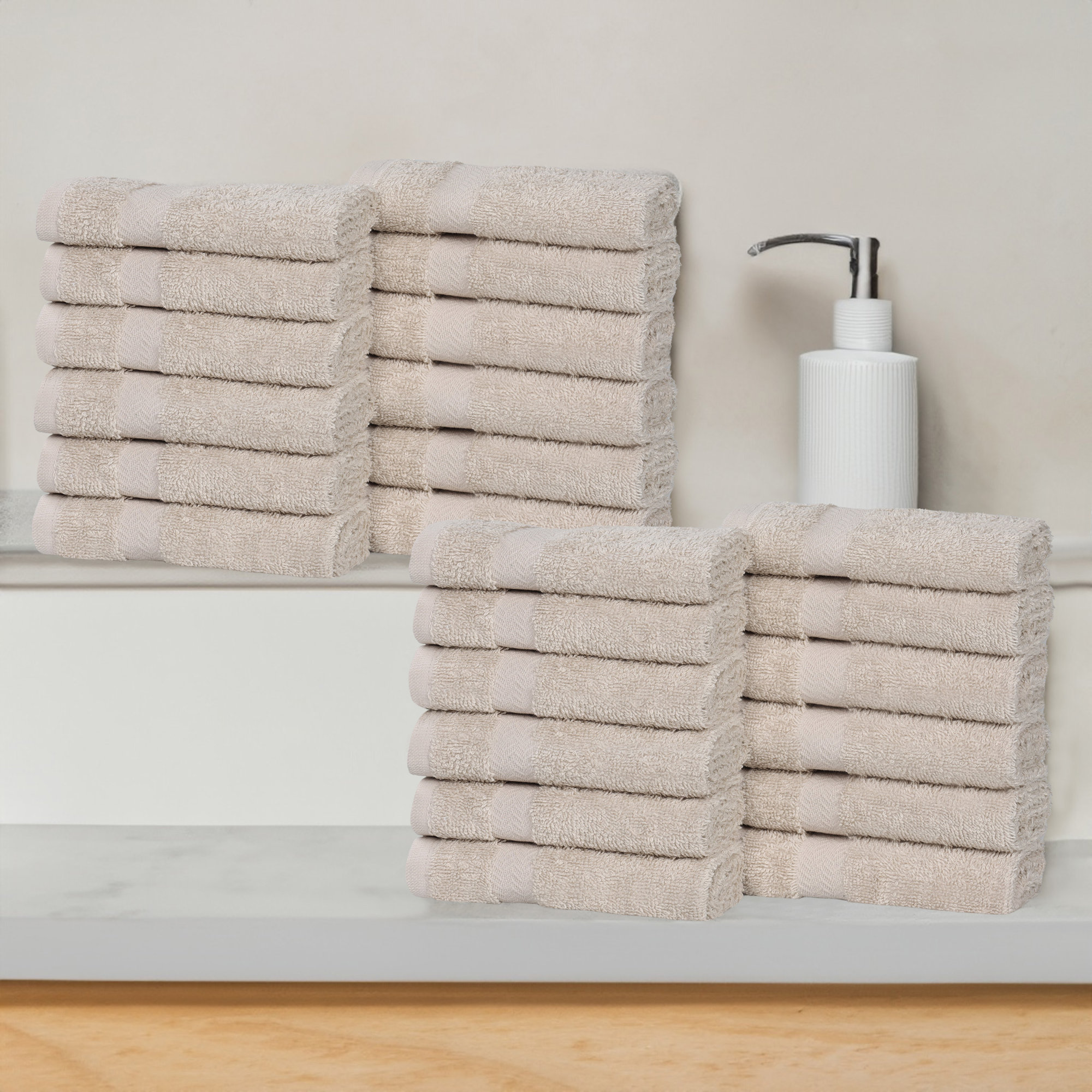 Franklin Cotton Lightweight Quick-Drying Face Towel Washcloth, Stone