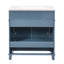 Meuble-lavabo de 30 po avec lavabo en céramique, armoire de rangement en bois massif avec portes à fermeture douce, style rétro, bleu