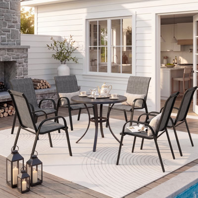 Chaises de salle à manger d'extérieur empilables l 24 po Ortonville, chaises flexibles en polyester enduit de PVC Flex Sling
