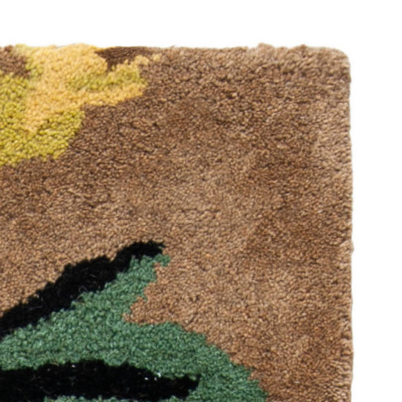 Tapis brun / rouge / vert en laine touffeté à la main Chanler, Rectangle 6 pi x 9 pi