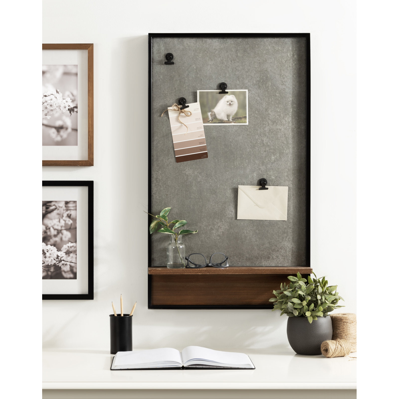 Jillette Owing Galvanized Metal Magnetic Board, Silver