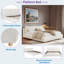 Lit plateforme tapissier avec 2 coussins amovibles et pieds en bois